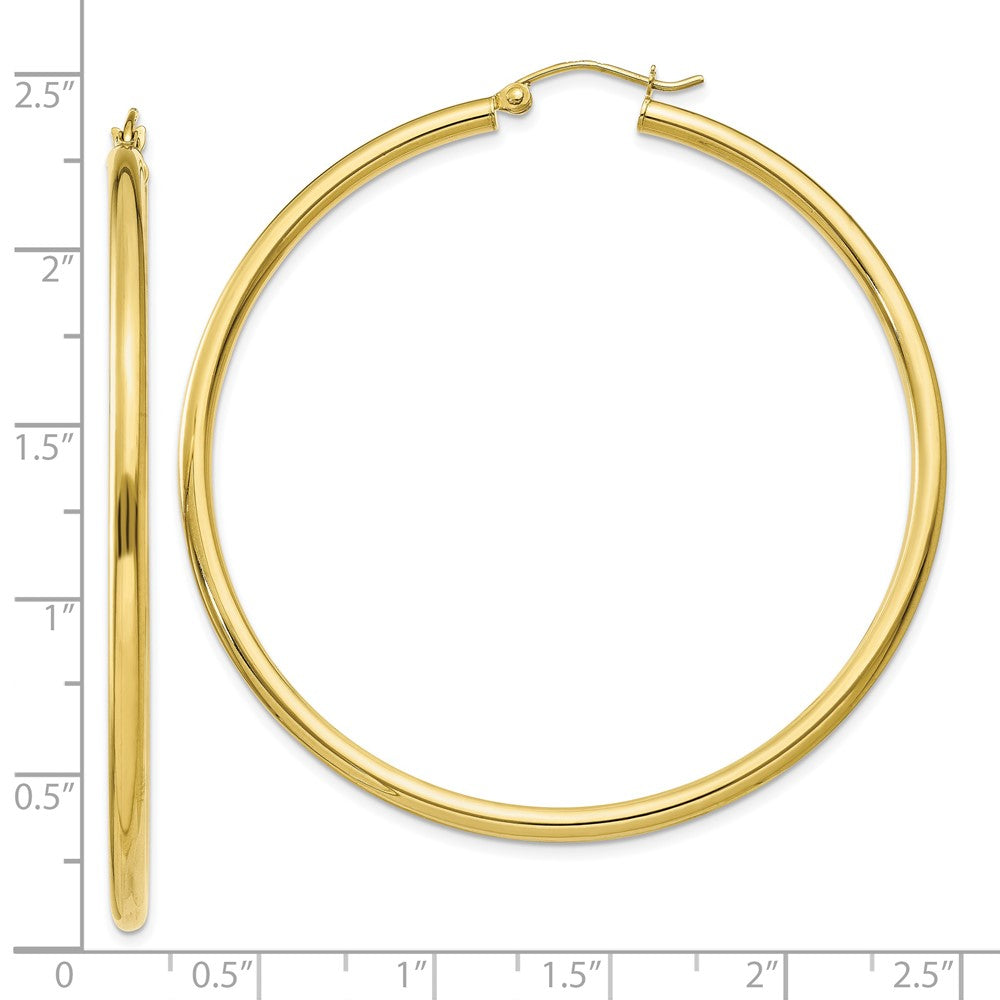 10K Yellow Gold Polished 2.5mm Tube Hoop Earrings