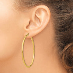 10K Yellow Gold Polished 2.5mm Lightweight Tube Hoop Earrings