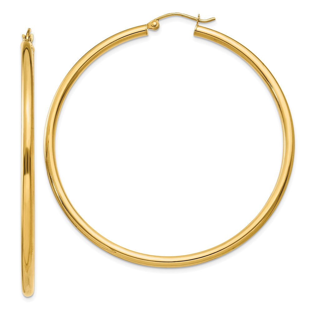 10K Yellow Gold Polished 2.5mm Lightweight Tube Hoop Earrings