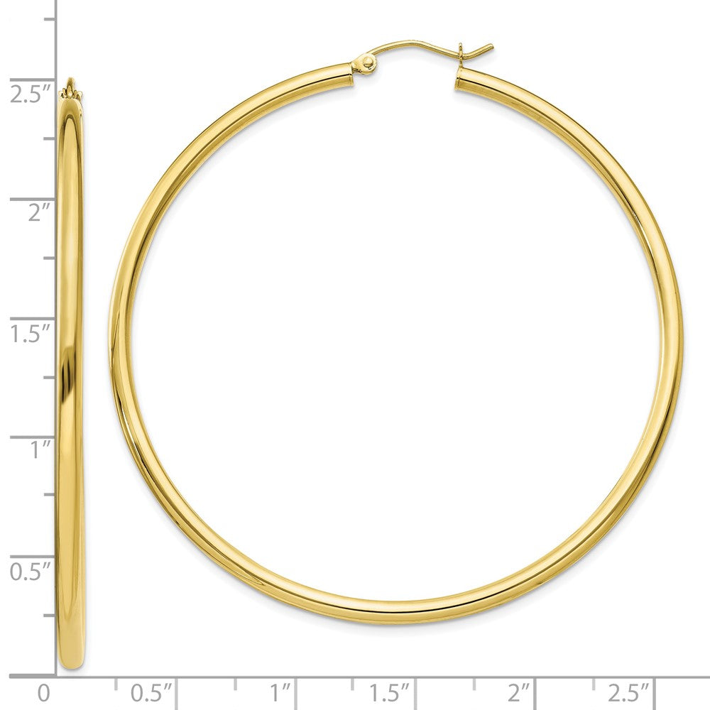 10K Yellow Gold Polished 2.5mm Tube Hoop Earrings