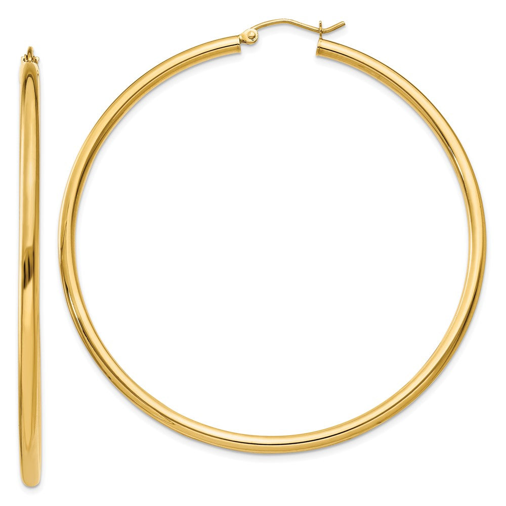 10K Yellow Gold Polished 2.5mm Lightweight Tube Hoop Earrings