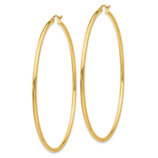 10K Yellow Gold Polished 2.5mm Tube Hoop Earrings