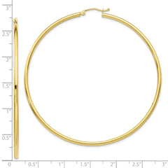 10K Yellow Gold Polished 2.5mm Tube Hoop Earrings