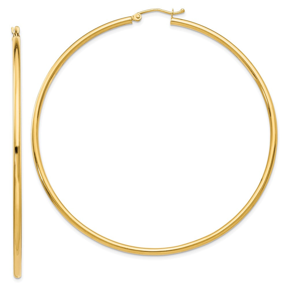 10K Yellow Gold Polished 2.5mm Lightweight Tube Hoop Earrings