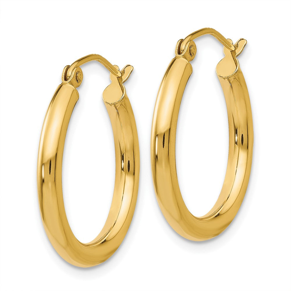 10K Yellow Gold Polished 2.5mm Tube Hoop Earrings