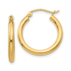 10K Yellow Gold Polished 2.5mm Lightweight Tube Hoop Earrings