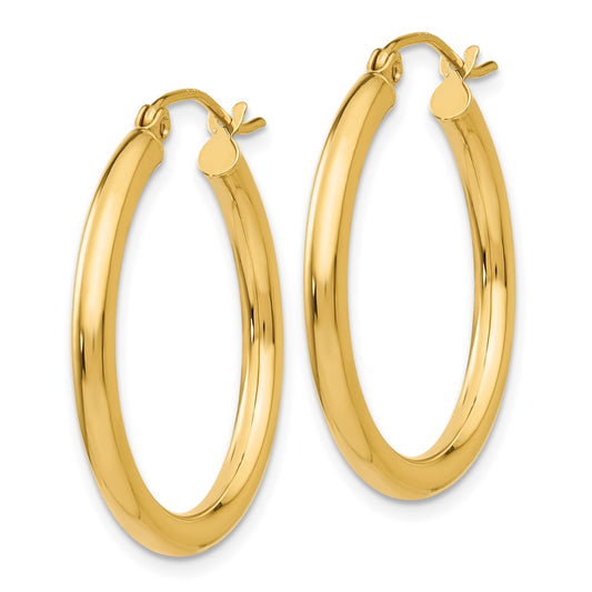 10K Yellow Gold Polished 2.5mm Tube Hoop Earrings