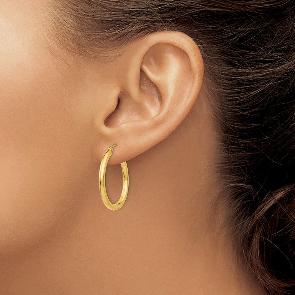 10K Yellow Gold Polished 2.5mm Tube Hoop Earrings