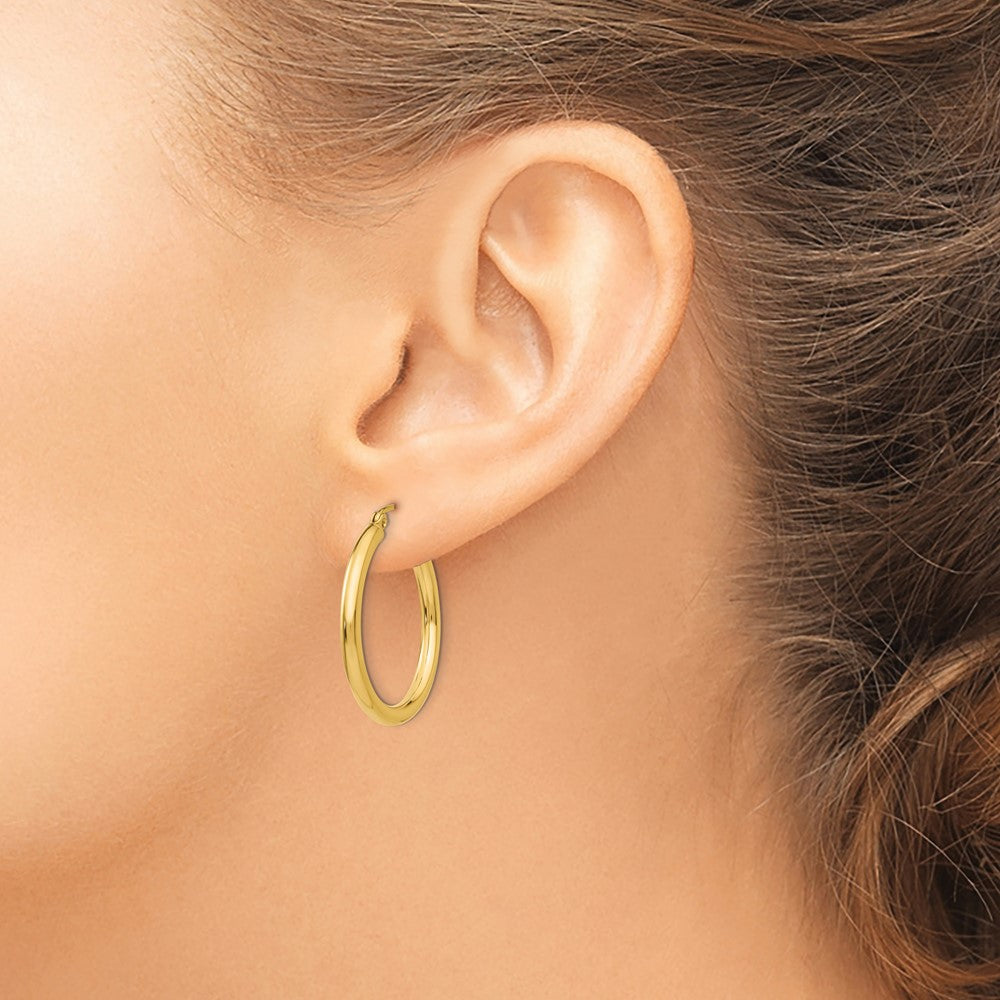 10K Yellow Gold Polished 2.5mm Lightweight Tube Hoop Earrings