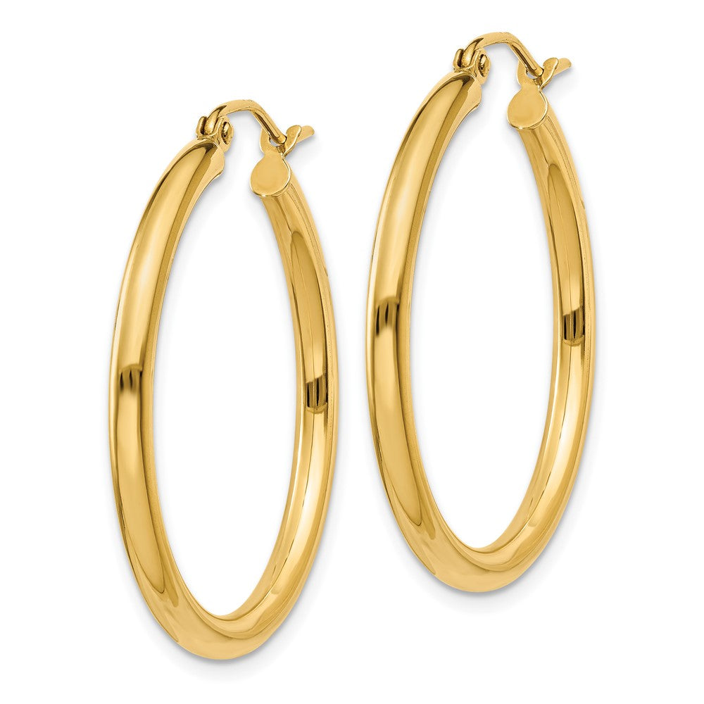 10K Yellow Gold Polished 2.5mm Lightweight Tube Hoop Earrings