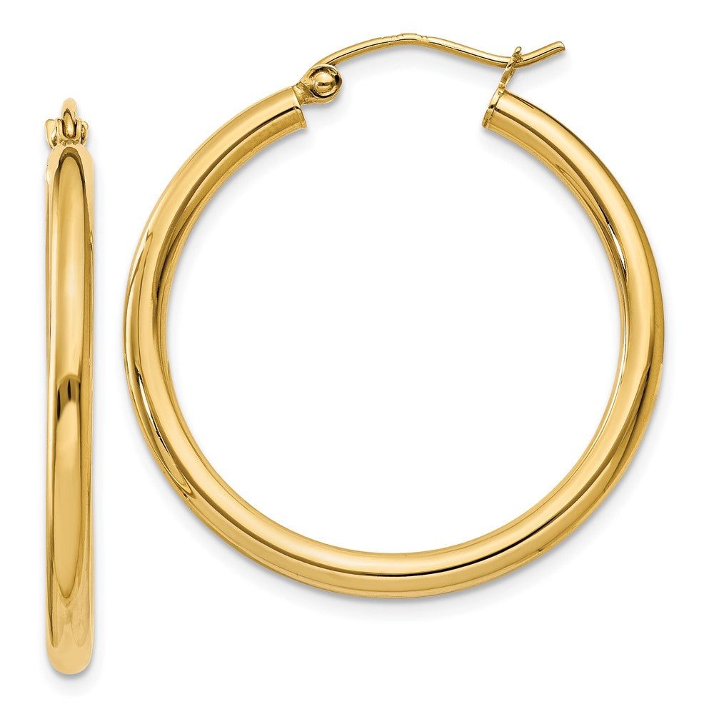 10K Yellow Gold Polished 2.5mm Lightweight Tube Hoop Earrings