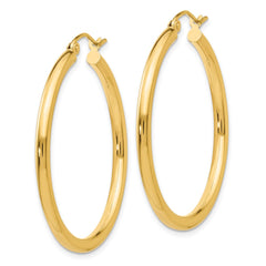 10K Yellow Gold Polished 2.5mm Tube Hoop Earrings