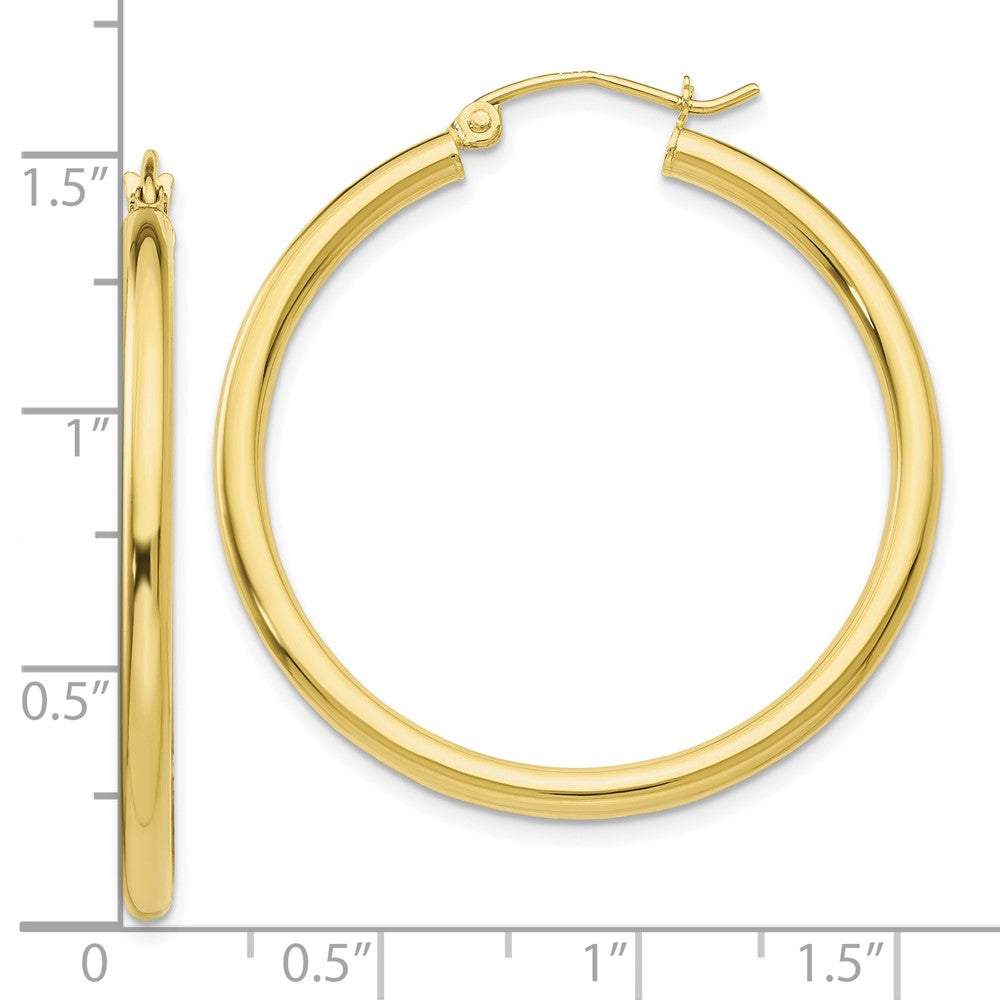 10K Yellow Gold Polished 2.5mm Tube Hoop Earrings