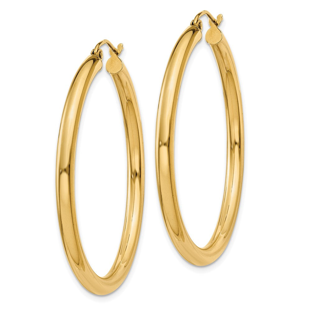 10K Yellow Gold Polished 3mm Tube Hoop Earrings