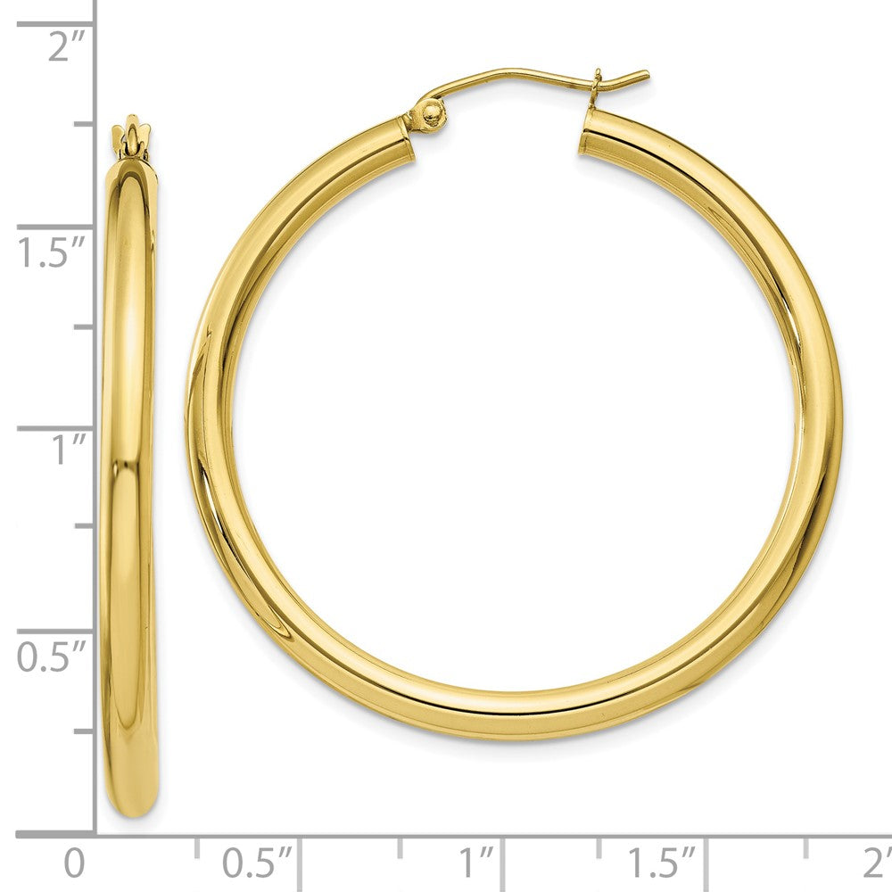 10K Yellow Gold Polished 3mm Tube Hoop Earrings