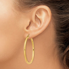 10K Yellow Gold Polished 3mm Tube Hoop Earrings