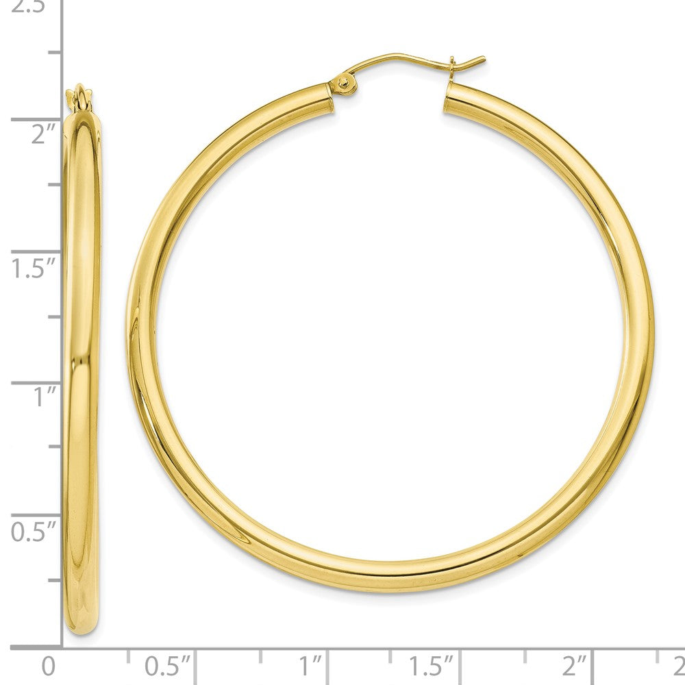 10K Yellow Gold Polished 3mm Tube Hoop Earrings