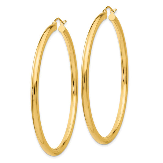 10K Yellow Gold Polished 3mm Tube Hoop Earrings