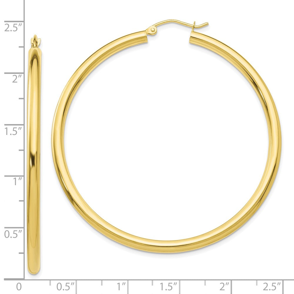 10K Yellow Gold Polished 3mm Tube Hoop Earrings