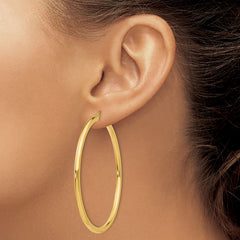 10K Yellow Gold Polished 3mm Lightweight Tube Hoop Earrings