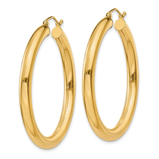 10K Yellow Gold Polished 4mm Tube Hoop Earrings