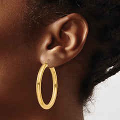 10K Yellow Gold Polished 4mm Tube Hoop Earrings