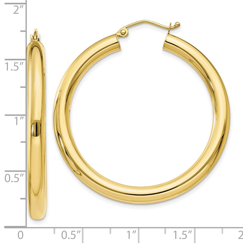 10K Yellow Gold Polished 4mm Tube Hoop Earrings