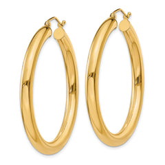 10K Yellow Gold Polished 4mm Lightweight Tube Hoop Earrings