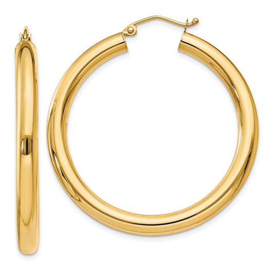 10K Yellow Gold Polished 4mm Lightweight Tube Hoop Earrings