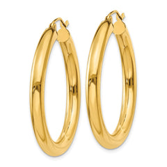 10K Yellow Gold Polished 4mm Tube Hoop Earrings