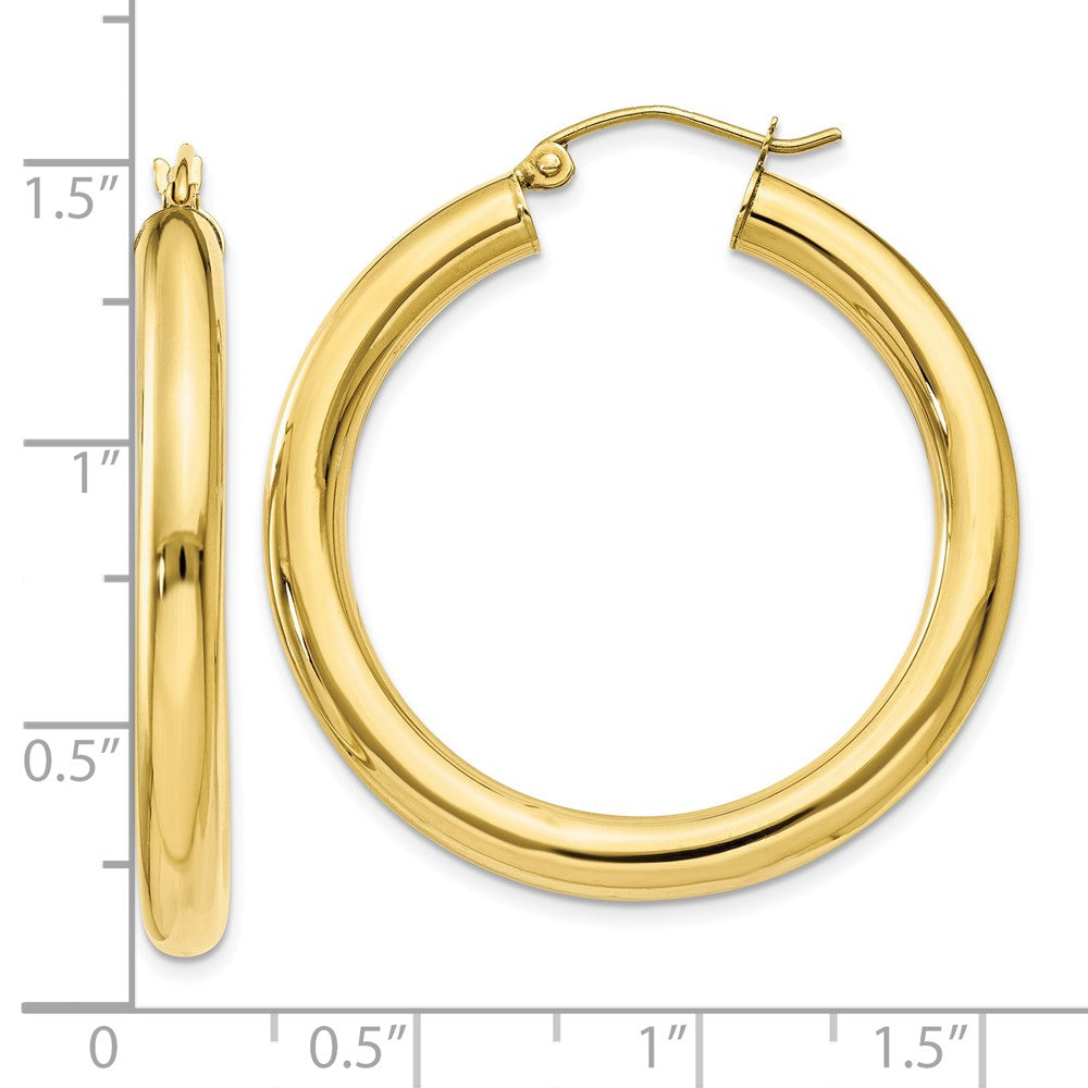 10K Yellow Gold Polished 4mm Tube Hoop Earrings