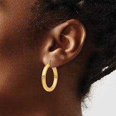 10K Yellow Gold Polished 4mm Tube Hoop Earrings