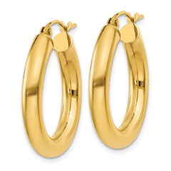 10K Yellow Gold Polished 4mm Tube Hoop Earrings