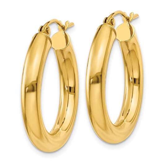 10K Yellow Gold Polished 4mm Lightweight Tube Hoop Earrings