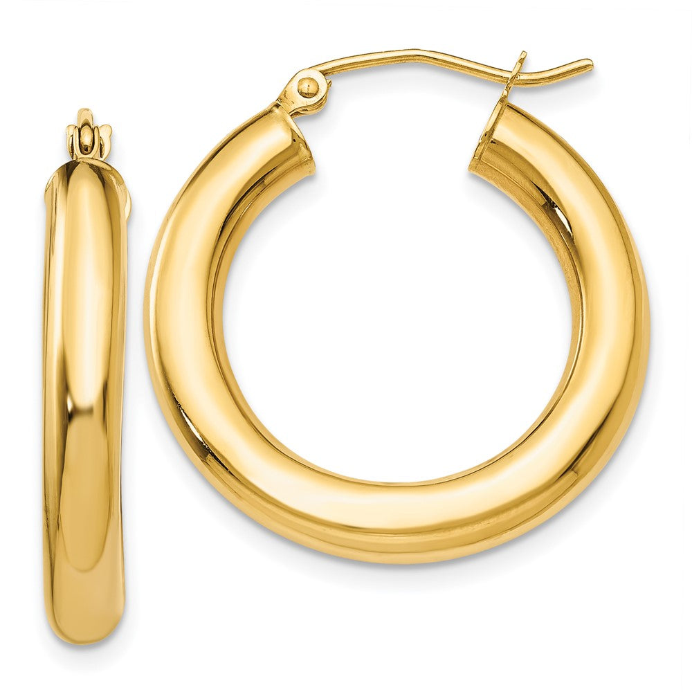 10K Yellow Gold Polished 4mm Lightweight Tube Hoop Earrings