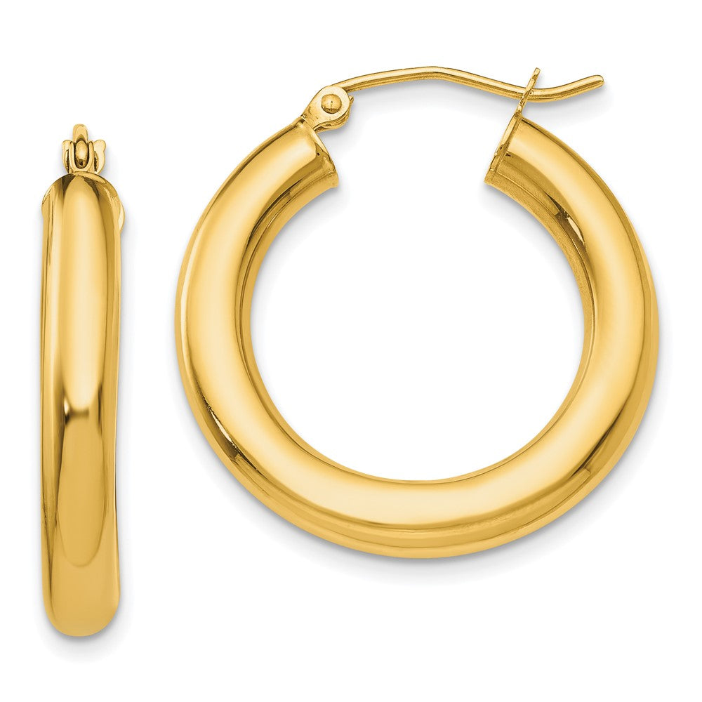 10K Yellow Gold Polished 4mm Tube Hoop Earrings