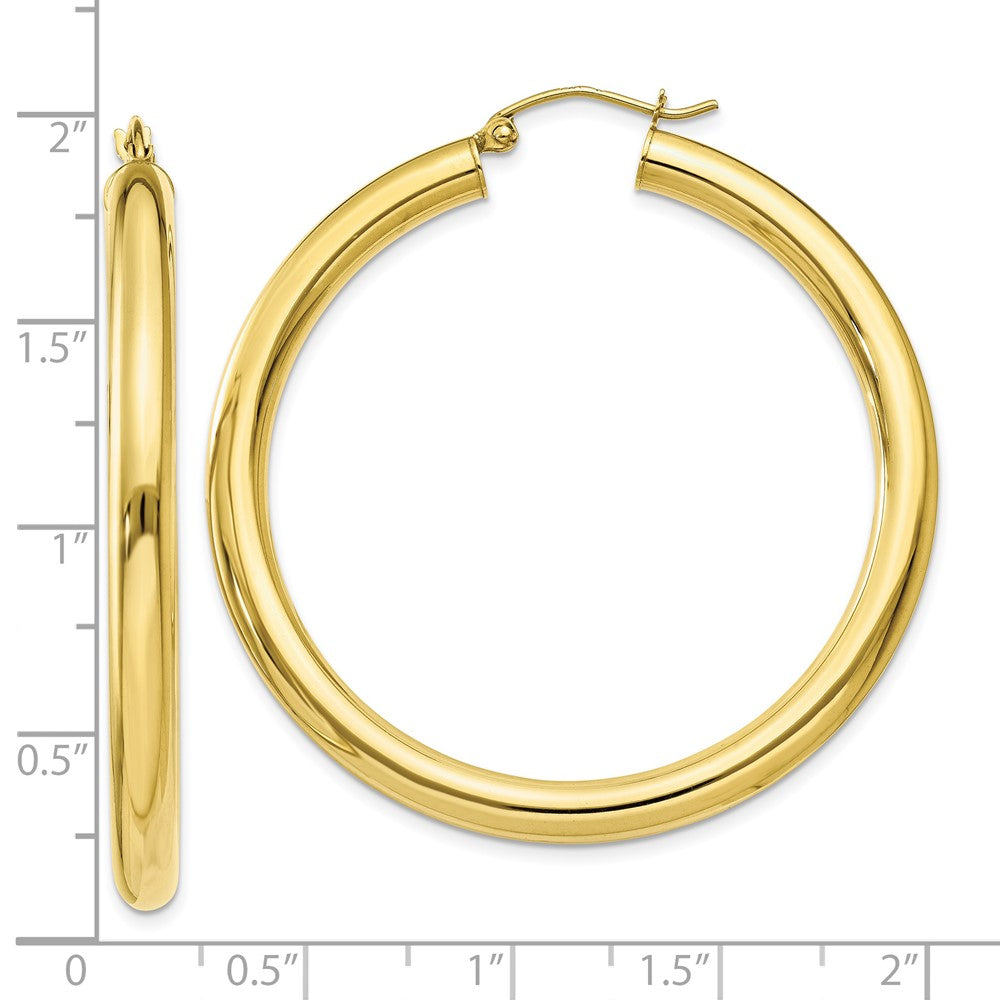 10K Yellow Gold Polished 4mm Tube Hoop Earrings