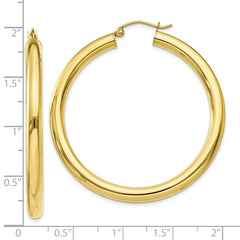 10K Yellow Gold Polished 4mm Tube Hoop Earrings