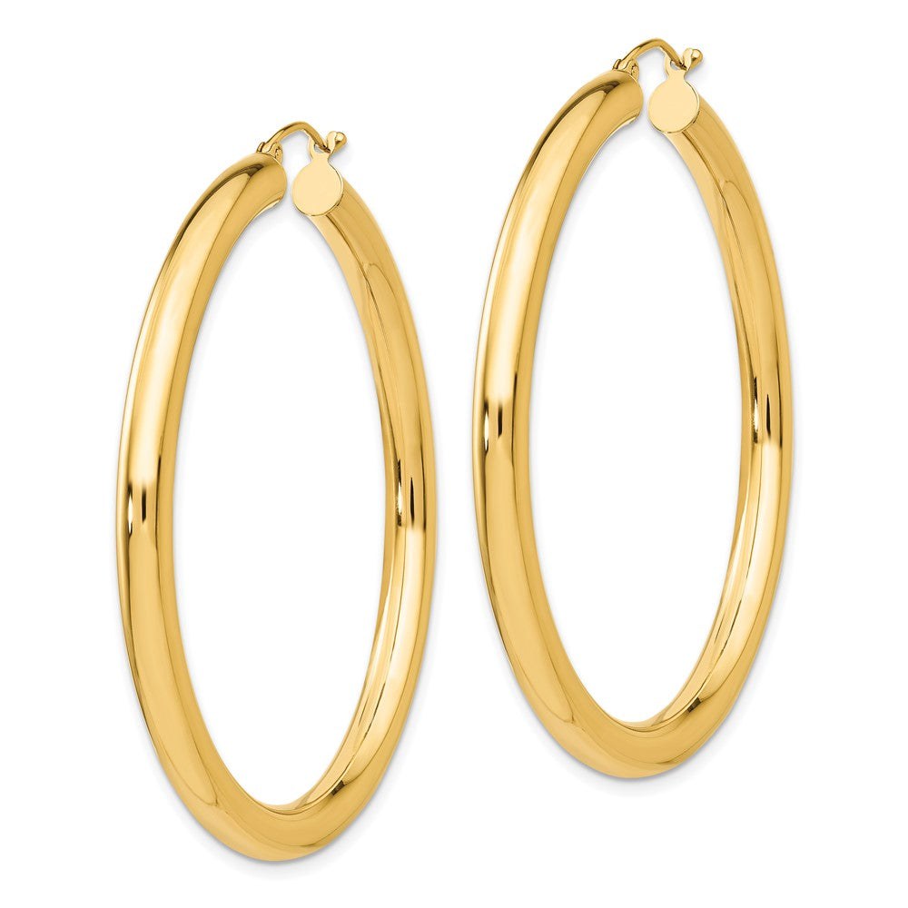 10K Yellow Gold Polished 4mm Tube Hoop Earrings