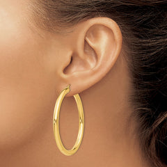 10K Yellow Gold Polished 4mm Tube Hoop Earrings