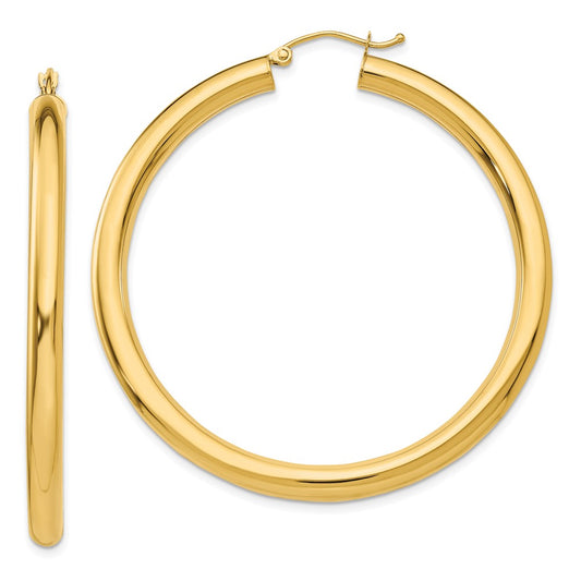 10K Yellow Gold Polished 4mm Lightweight Tube Hoop Earrings