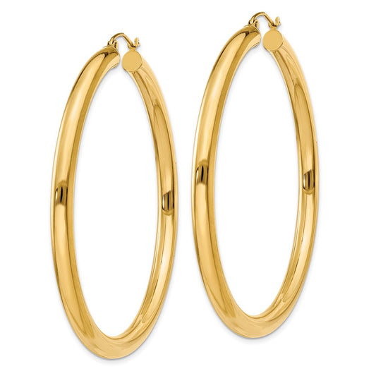 10K Yellow Gold Polished 4mm Tube Hoop Earrings