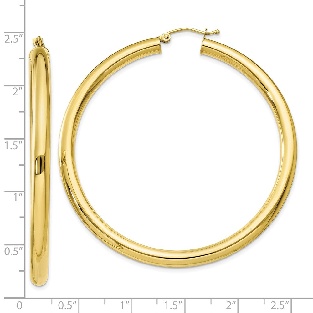 10K Yellow Gold Polished 4mm Tube Hoop Earrings