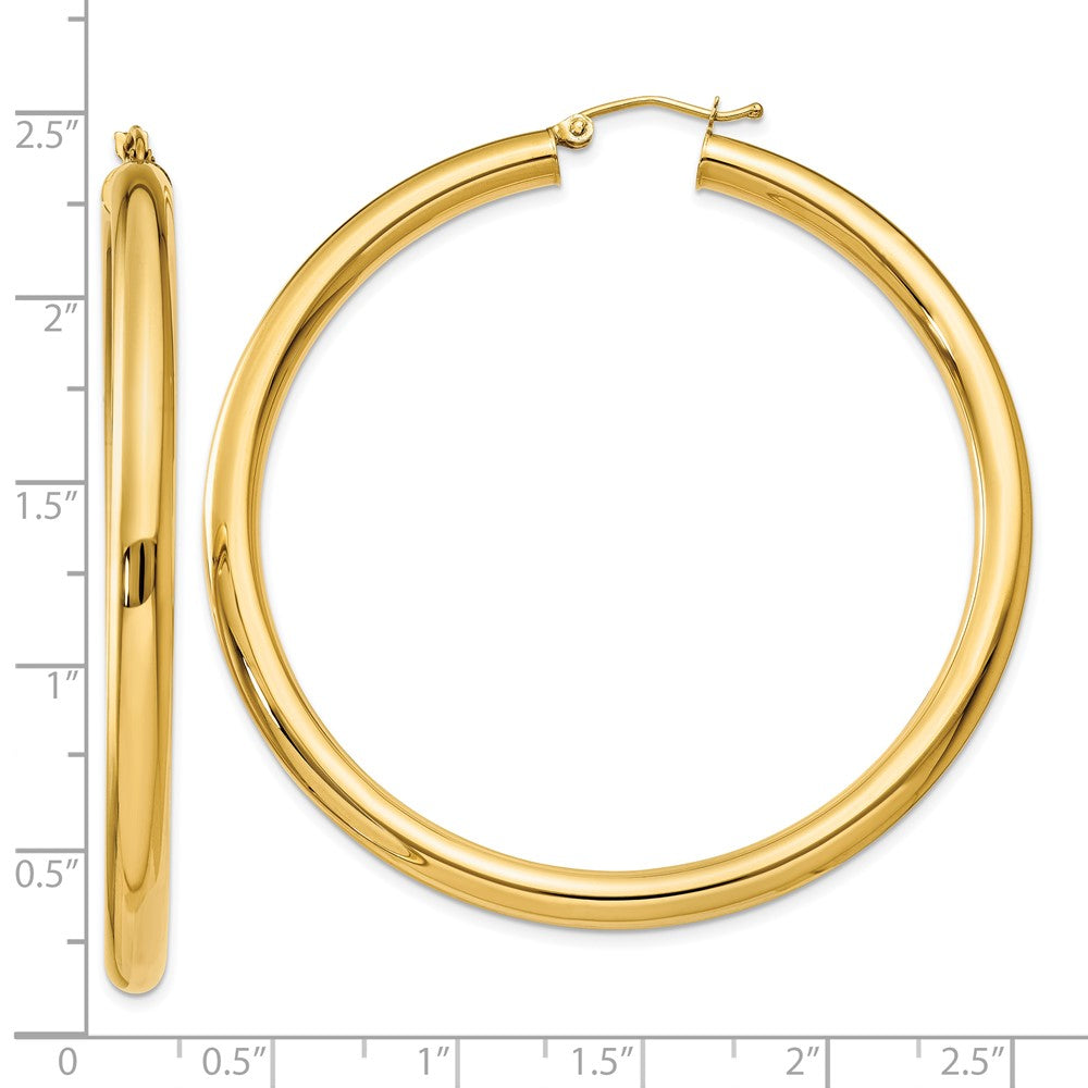 10K Yellow Gold Polished 4mm Lightweight Tube Hoop Earrings