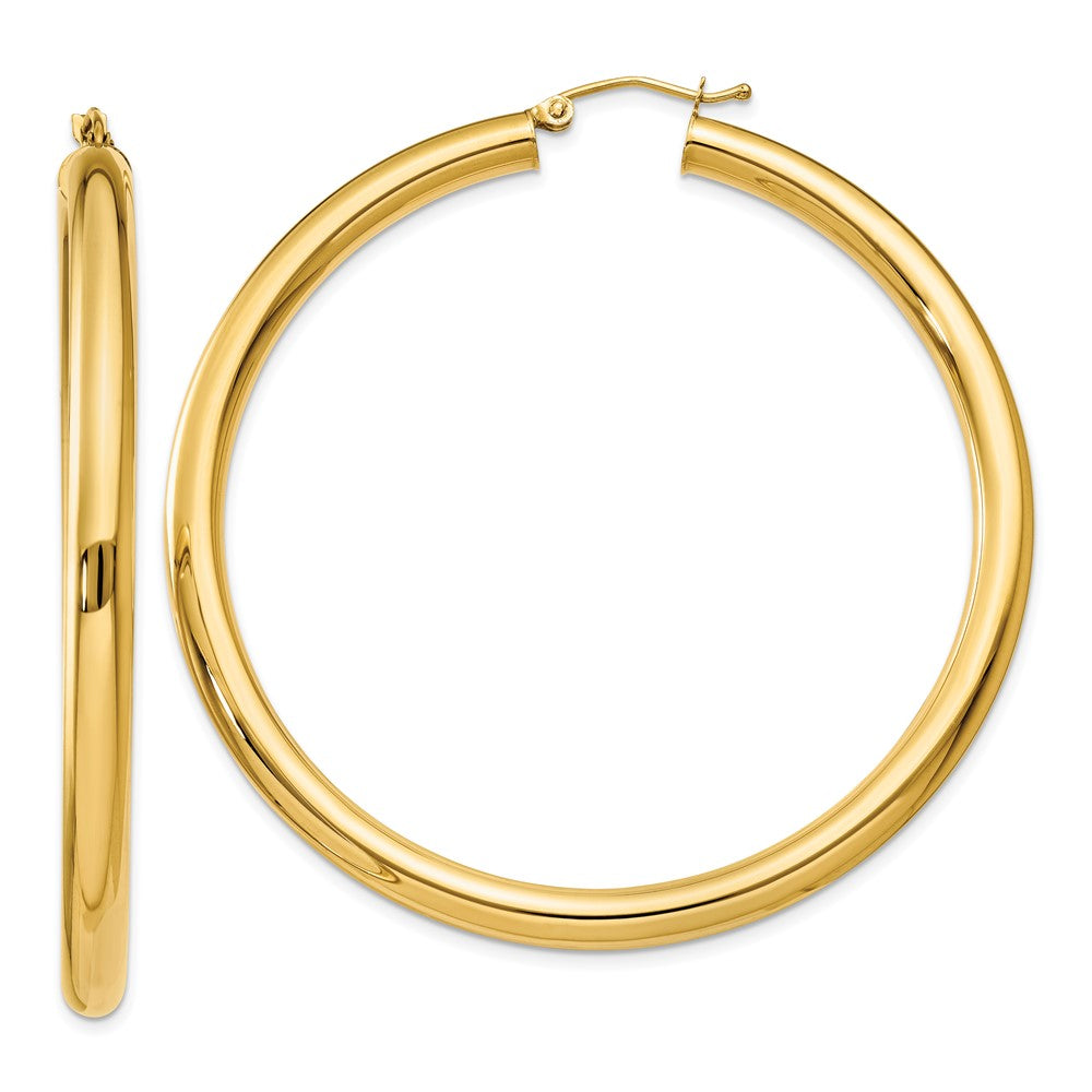 10K Yellow Gold Polished 4mm Lightweight Tube Hoop Earrings