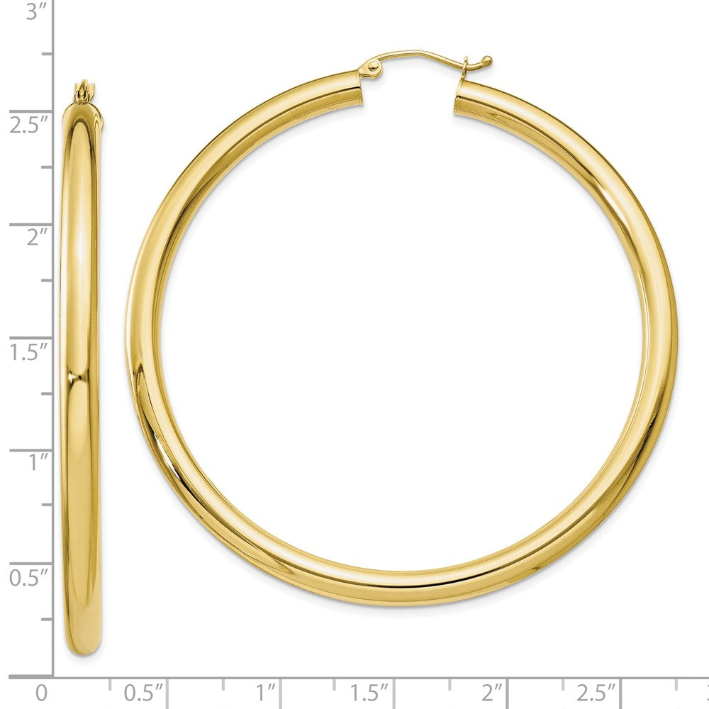 10K Yellow Gold Polished 4mm Tube Hoop Earrings