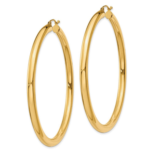 10K Yellow Gold Polished 4mm Lightweight Tube Hoop Earrings