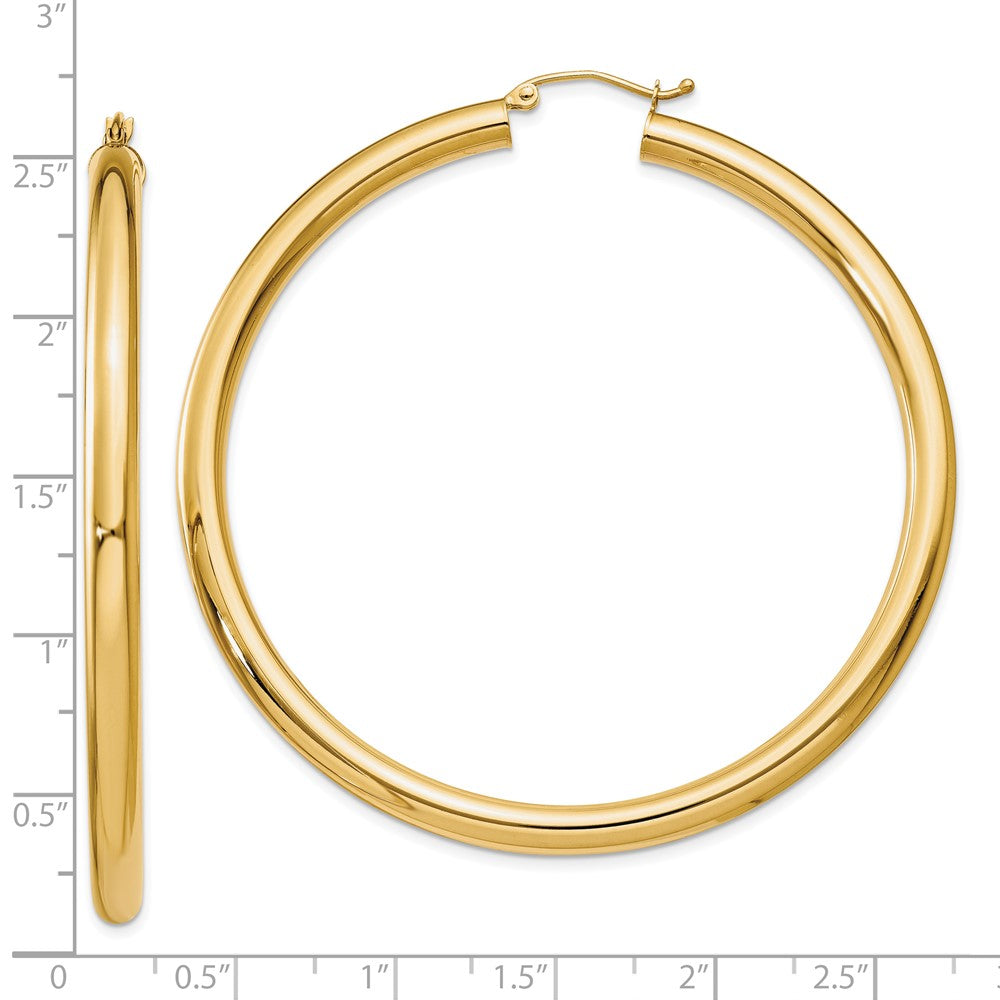 10K Yellow Gold Polished 4mm Lightweight Tube Hoop Earrings