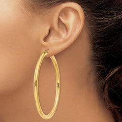 10K Yellow Gold Polished 4mm Tube Hoop Earrings