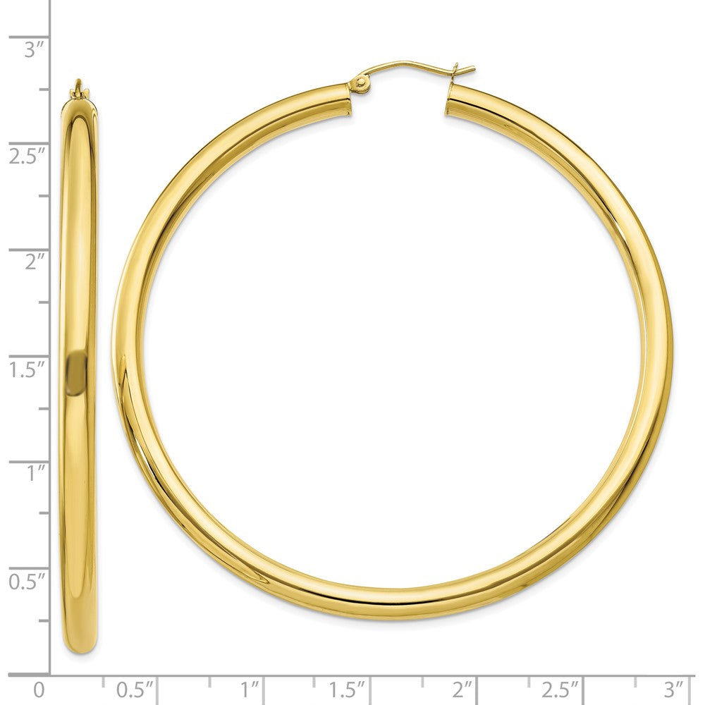 10K Yellow Gold Polished 4mm Tube Hoop Earrings